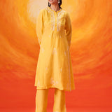 Anouk Yellow Embroidered Straight Kurta Set