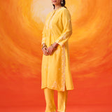 Anouk Yellow Embroidered Straight Kurta Set