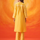 Anouk Yellow Embroidered Straight Kurta Set