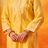 Anouk Yellow Embroidered Straight Kurta Set