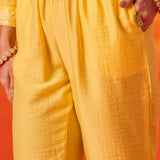 Anouk Yellow Embroidered Straight Kurta Set