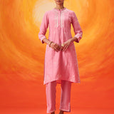 Anouk Pink Embroidered Straight Kurta Set