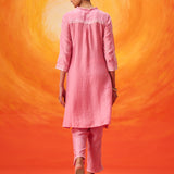 Anouk Pink Embroidered Straight Kurta Set