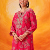 Sanaz Fuchsia Printed Shantoon Co-ord Set