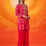 Sanaz Fuchsia Printed Shantoon Co-ord Set