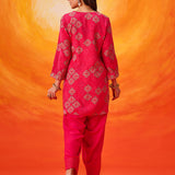 Sanaz Fuchsia Printed Shantoon Co-ord Set