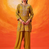 Sanaz Green Printed Shantooon Co-ord Set