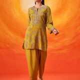 Sanaz Green Printed Shantooon Co-ord Set