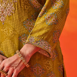 Sanaz Green Printed Shantooon Co-ord Set