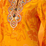 Ira Amber Yellow Printed Embroidered Kurta Set