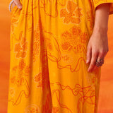 Ira Amber Yellow Printed Embroidered Kurta Set
