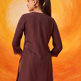 Zia Brown Zari Embroidered Tunic