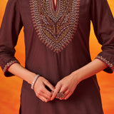 Zia Brown Zari Embroidered Tunic