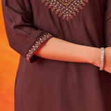 Zia Brown Zari Embroidered Tunic