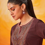 Zia Brown Zari Embroidered Tunic