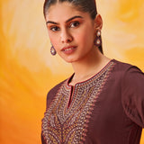 Zia Brown Zari Embroidered Tunic
