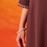 Zia Brown Zari Embroidered Tunic