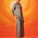 Briar Sage Green Satin Embroidered Co-ord Set