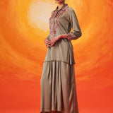 Briar Sage Green Satin Embroidered Co-ord Set