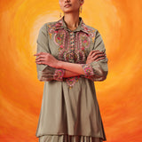 Briar Sage Green Satin Embroidered Co-ord Set