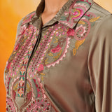 Briar Sage Green Satin Embroidered Co-ord Set