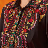 Briar Black Satin Embroidered Co-ord Set