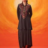 Briar Black Satin Embroidered Co-ord Set