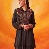 Briar Black Satin Embroidered Co-ord Set