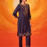 Alya Navy Embroidered Suit Set with Dupatta
