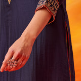 Alya Navy Embroidered Suit Set with Dupatta