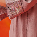 Aaradhya Lavender Embroidered Linen Suit Set with Dupatta