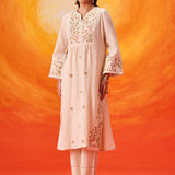 Aaradhya Ivory Embroidered Linen Suit Set with Dupatta