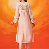 Aaradhya Ivory Embroidered Linen Suit Set with Dupatta