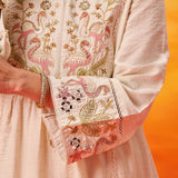Aaradhya Ivory Embroidered Linen Suit Set with Dupatta