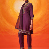 Alya Purple Embroidered Suit Set with Dupatta