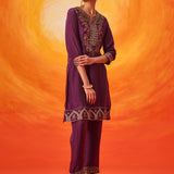 Alya Purple Embroidered Suit Set with Dupatta