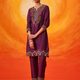 Alya Purple Embroidered Suit Set with Dupatta