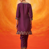 Alya Purple Embroidered Suit Set with Dupatta
