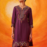 Alya Purple Embroidered Suit Set with Dupatta