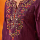 Alya Purple Embroidered Suit Set with Dupatta