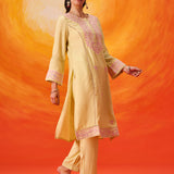 Kora Green Cotton Blend Embroidered Suit Set with Dupatta