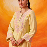 Kora Green Cotton Blend Embroidered Suit Set with Dupatta