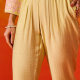 Kora Green Cotton Blend Embroidered Suit Set with Dupatta