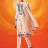 Kora Ivory Cotton Blend Embroidered Suit Set with Dupatta
