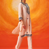 Kora Ivory Cotton Blend Embroidered Suit Set with Dupatta