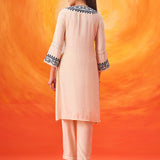 Kora Ivory Cotton Blend Embroidered Suit Set with Dupatta