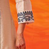Kora Ivory Cotton Blend Embroidered Suit Set with Dupatta