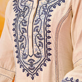 Kora Ivory Cotton Blend Embroidered Suit Set with Dupatta