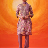 Aanchal Lavender Embroidered Muslin Suit Set with Dupatta