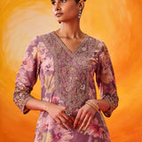 Aanchal Lavender Embroidered Muslin Suit Set with Dupatta